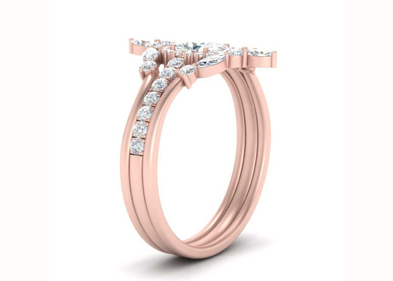 SI1 0.62CT Rose Gold Double Halo Engagement Rings For Bridal