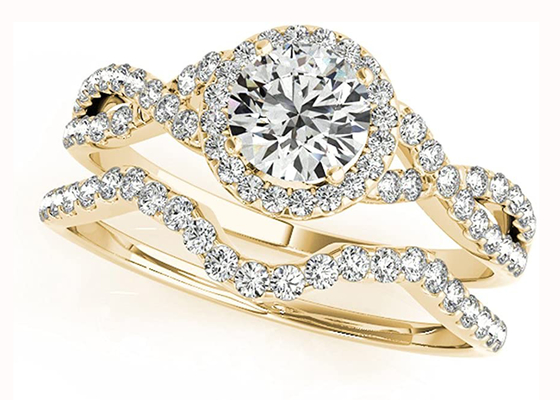Women's Round Cut Halo Engagement Rings , 0.45CT Bridal Wedding Ring Set ODM