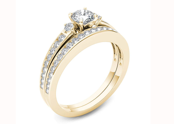 0.48CT Moissanite Diamond Engagement Wedding Rings 18K Gold Material