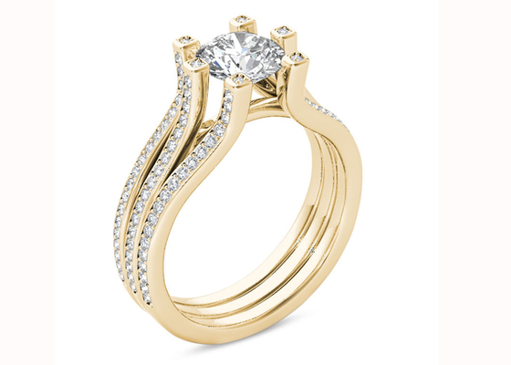 Yellow Gold 126PCS Diamond Engagement Wedding Rings 1.26CT Total Weight