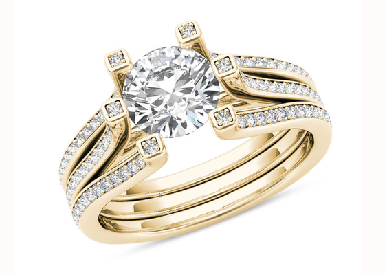 Yellow Gold 126PCS Diamond Engagement Wedding Rings 1.26CT Total Weight
