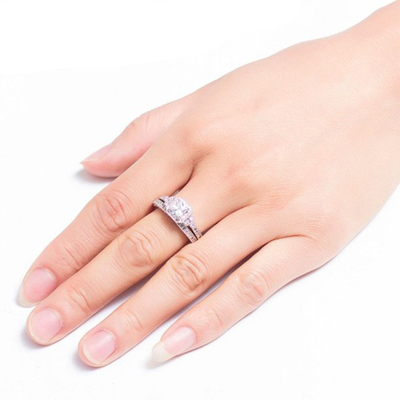 0.62ct 2 Carat Princess Cut Diamond Ring , 62PCS Moissanite Engagement Rings