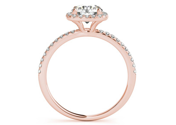 Prong Square Diamond Rose Gold Ring , 0.35CT Hidden Halo Engagement Ring ODM